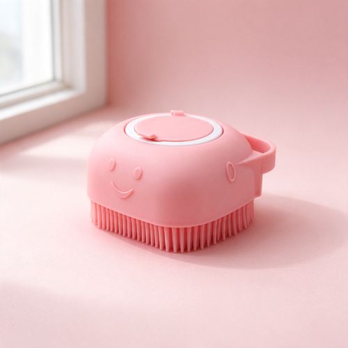 Fellruh Badebürste mit Shampoo-Spender in Rosé